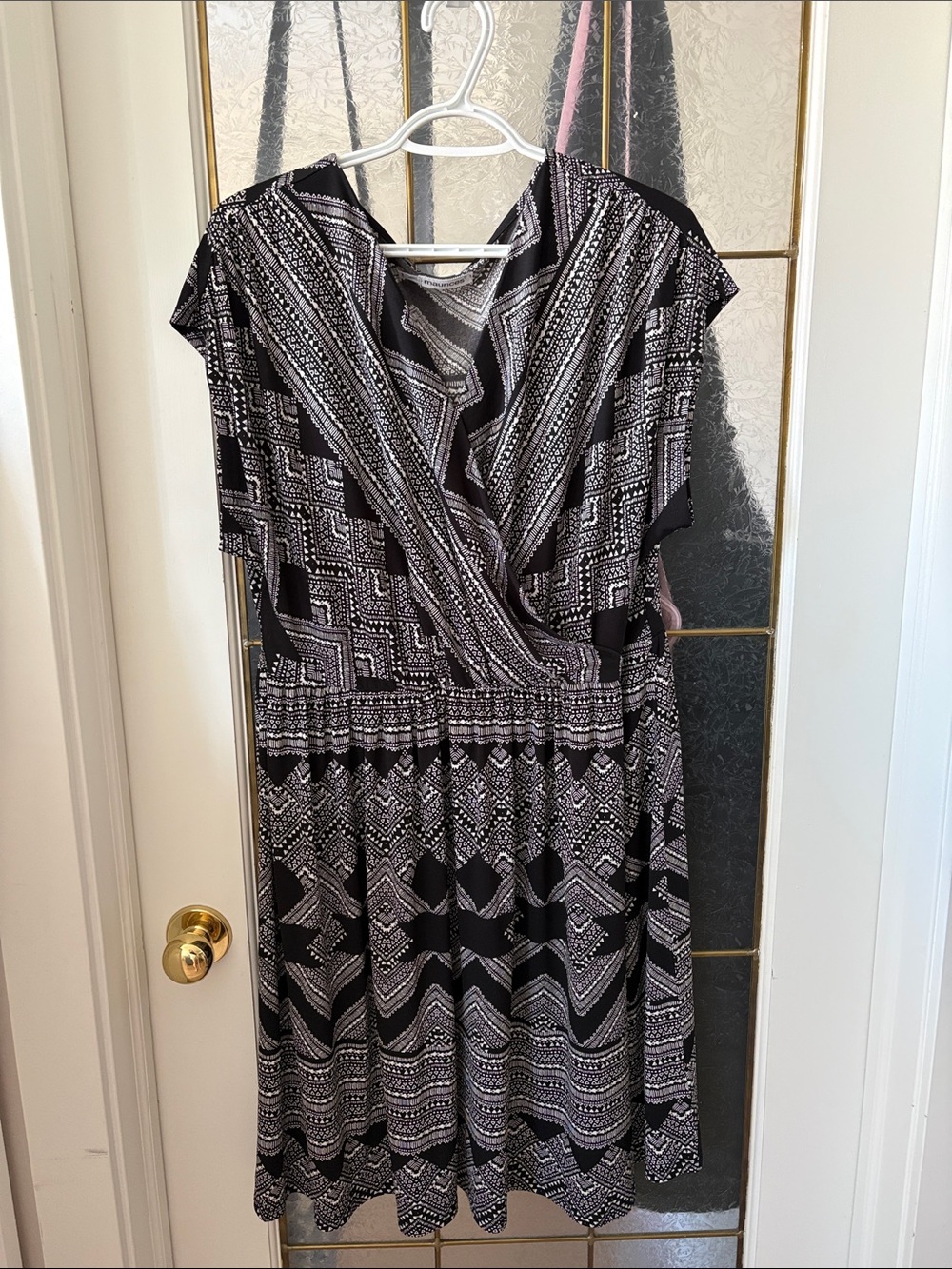 Maurices Black and White Geo-Print Midi Dress